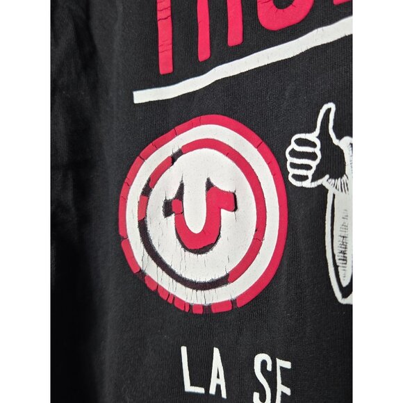 True Religion Mens Black World Tour Graphic Short Sleeve T-Shirt Size Medium - Picture 3 of 10